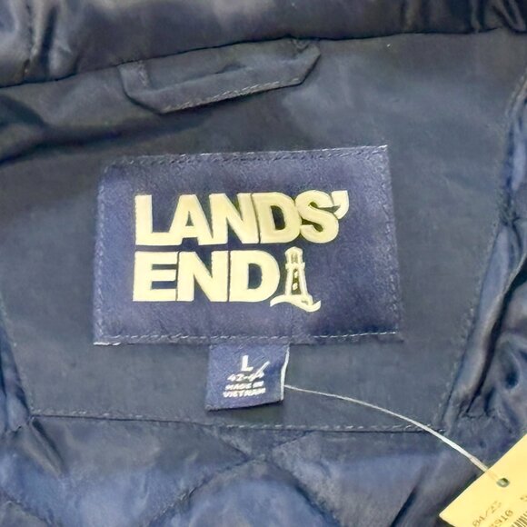 ~Lands End Men's Navy Lightweight Waterproof Squall rain Jacket with Hood L - Picture 6 of 8